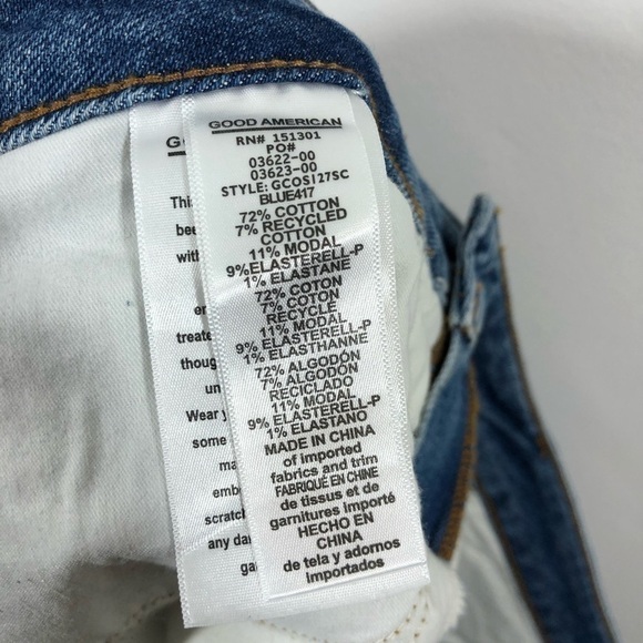 Good American Blue Cut Off Jean Denim Frayed Shorts 18 - Picture 11 of 12